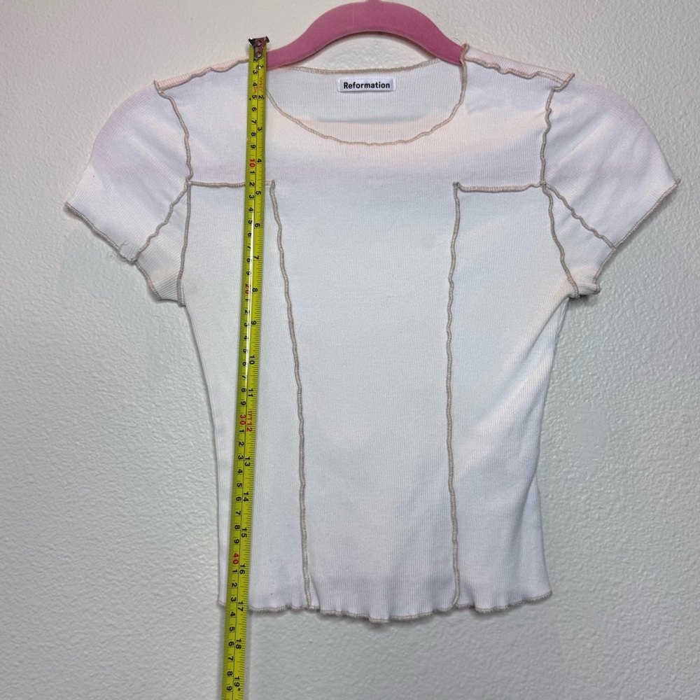 Reformation Cream Short Sleeve Knit Top - Picture 9 of 9